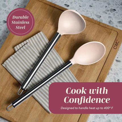 COOK WITH COLOR Silicone Cooking Utensils, Kitchen Utensil Set, Easy to Clean Silicone Kitchen Utensils, Cooking Utensils for Nonstick Cookware, Kitchen Gadgets Set, 10 Pieces, Rose