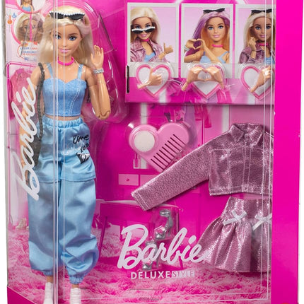 Barbie Deluxe Style Doll in Metallic Pink Barbiecore Skirt and Jacket
