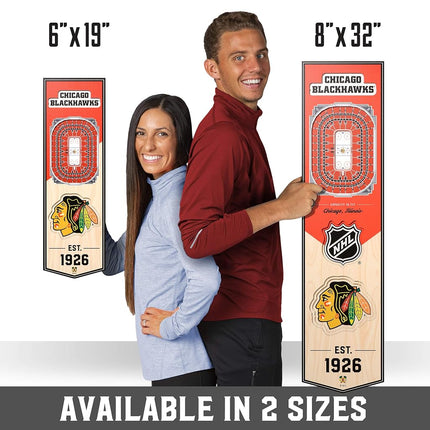 YouTheFan NHL Chicago Blackhawks - United Center 3D Banner, Team Colors, 6" x 19"