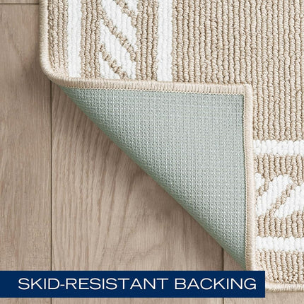 Nautica – Runner Rug 2 Piece Set | Indoor Runners for Hallways and Entry Rugs| Non-Skid Entry and Kitchen Door Mat| Machine Washable Carpet Rugs | 2'2" x 3'9" and 2'2" x 5' | Rope Border Beige