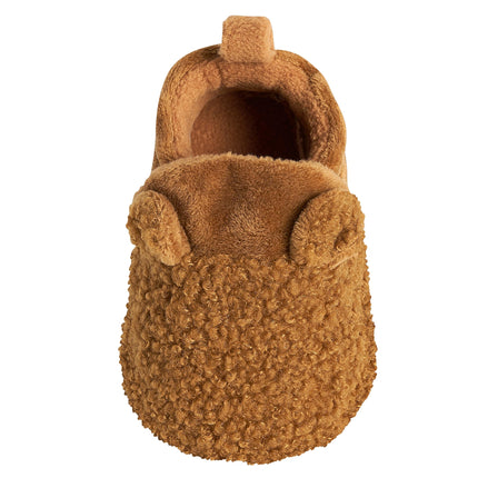 Gerber Baby Fleece Lined Non Skid Soft Slipper Booties, Brown Ears, 3 6_Months Unisex Infant
