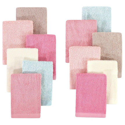 Hudson Baby Gants de Toilette en Rayonne de Bambou Tissée Unisexe pour Bébé Lot de 12, Pivoine Douce, Taille Unique