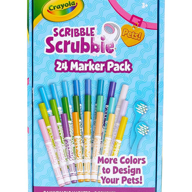 CRAYOLA Scribble Scrubbie Pets Marker Set, 24 Washable Markers For Kids, Gifts For Boys & Girls [Amazon Exclusive]