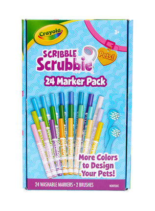 CRAYOLA Scribble Scrubbie Pets Marker Set, 24 Wash