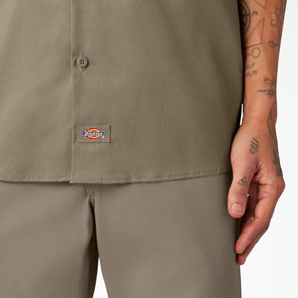 Dickies Men's Short Sleeve Work Shirt Button, Brown, XXL Big Tall