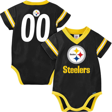 NFL Pittsburgh Steelers Team Jersey Bodysuit, black/gold/white Pittsburgh Steelers, 6-12 Months (138781160STE612-001)