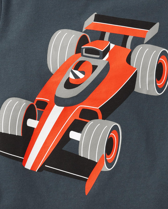 The Children's Place Lot de 3 t-shirts graphiques à manches courtes pour garçons et tout-petits, Voiture de course/Trio de voitures de course/Scène de voiture de course, 3T