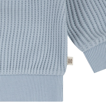 HUGGIES Conjunto de Sudadera y Pantalones de Punto Waffle Unisex para Bebé, Azul Niebla, 18M