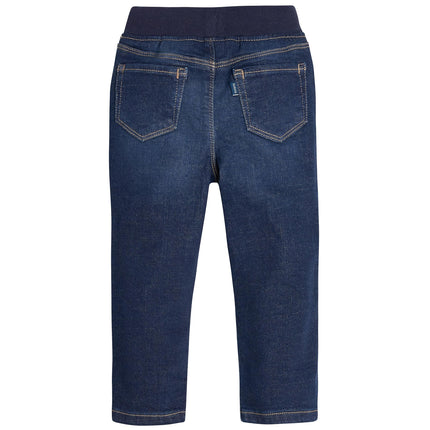 Gerber Baby Toddler Jeans ajustados de mezclilla elástica con cintura de canalé, azul oscuro, 24 meses