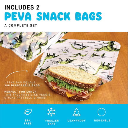 Fit & Fresh Insulated Lunch Box for Kids Boys & Girls, Lunch Bag for Kids with 2 Reusable Snack Bags, School Lunch Box, Cypress Dinosaur Navy