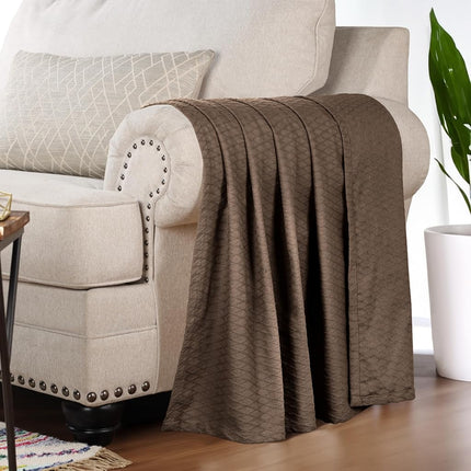 Superior Diamond Weave Blanket, 100% Cotton Cover for Home, Couch, Bed, Soft, Warm Blankets, Boho Aesthetic, Comfy, Cozy, and Cute Covers, Decorative Bedding Essentials, Throw, Chocolate