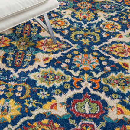 Nourison Allur Contemporary Navy Multicolor 5'3" x 7'3" Area Rug, Easy Clean, Non Shedding, Bed Room, Living Room, Dining Room, Kitchen (5x7)