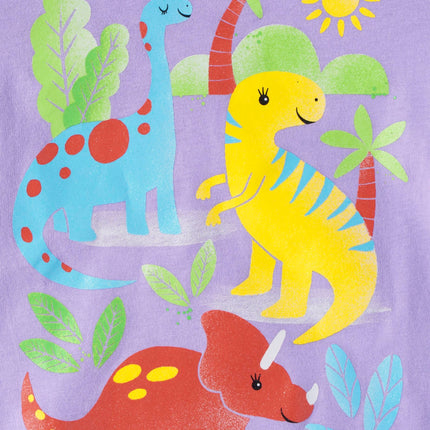 The Children's Place Baby Girls' and Toddler Dinos Short Sleeve Graphic T-Shirts,multipacks, Purple Dinos/Pink Dinos/Love 3-Pack, 3T