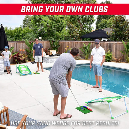 GoSports BattleChip Tour Backyard Golf Cornhole Game – Includes 2 Targets, 2 Chipping Mats, 16 Foam Golf Balls, Scorecard and Carry Case