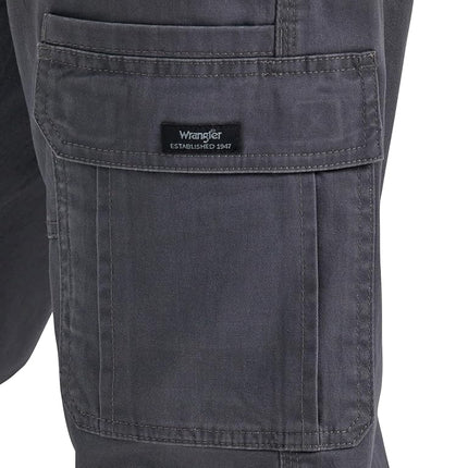 Wrangler Authentics Men's Relaxed Fit Stretch Cargo Pant Casual, Anthracite Twill, 40W x 30L