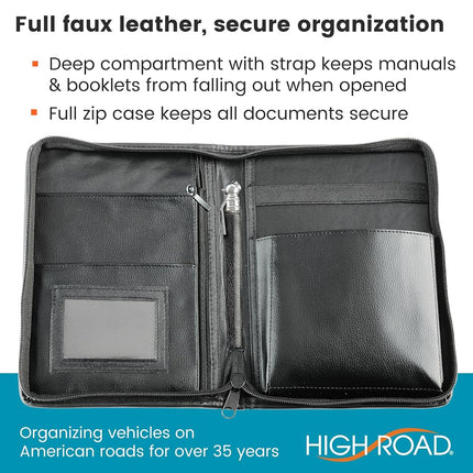 High Road Faux Leather Glove Box and Console Organizer for Manual, Registration and Insurance Documents