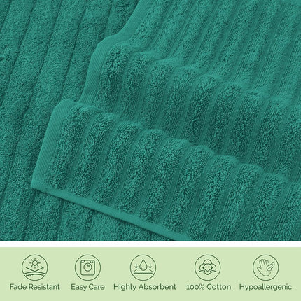 Elegant Comfort 100% Turkish Cotton Corduroy Ribbed Luxury Jumbo Bath Towel Ultra Soft - 35 x 70 Inch - Luxury Spa Premium Hotel Quality Highly Absorbent and Quick Dry Large Bath Towel, Turquoise