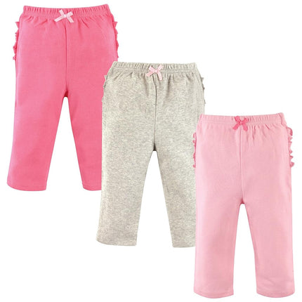 Pantalon en coton Hudson Baby pour bébé, paquet de 3, rose/gris, 3-6 mois