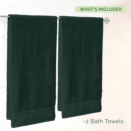 Elegant Comfort Three Line Popcorn Towel Set for Bathroom 27 x 54 inches, Premium Hotel Quality 2-Pack Bath Towels, 100% Turkish Cotton, Soft and Durable, Quick Dry and Highly Absorbent, Forest Green