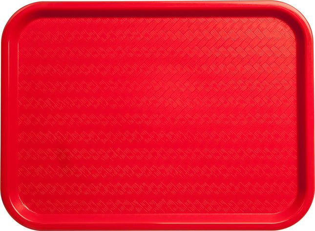 Carlisle FoodService Products Cafe Fast Food Cafeteria Tray with Patterned Surface for Cafeterias, Fast Food, and Dining Room, Plastic, 16.31 x 12.06 x 0.7 Inches, Red, (Pack of 24)