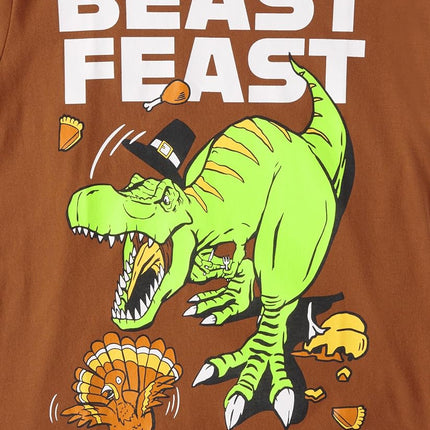 The Children's Place Boys' Thankful Graphic Long Sleeve T Shirt, Thanksgiving Beast Feast, XX-Large