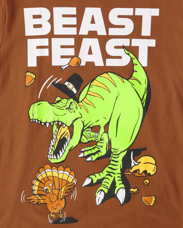 The Children's Place Boys' Thankful Graphic Long Sleeve T Shirt, Thanksgiving Beast Feast, Large