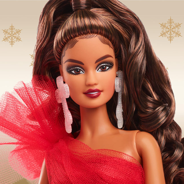 Barbie Holiday Dolls, Seasonal Collector Gift, Signature, Plaid Gown with Red Bow, Displayable Packaging, Light Brown Hair, HRM67
