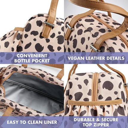 Fit+Fresh Laketown Kit Insulated Lunch Bag for Women and Men - Cute Small Lunchbox Tote, Adult Lunch Box, Cheetah