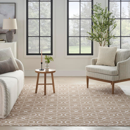 Nourison Jubilant Contemporary Taupe 5'3" x 7'3" Area Rug, Easy Cleaning, Non Shedding, Bed Room, Living Room, Dining Room, Kitchen (5x7)