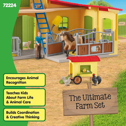 Schleich Farm World - 123Pc Large Farm Pony Box Playset - Kids 3+ | 72224