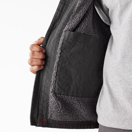 Dickies Men's Duck Canvas High Pile Fleece Lined Vest, Rinsed Slate, S