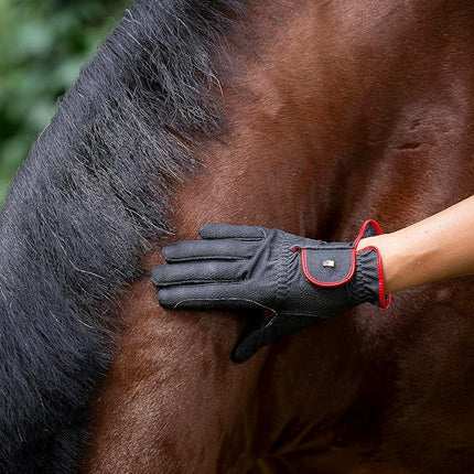 Roeckl Sports equestrian gloves LONA, ladies summer riding glove, black/white 6.5