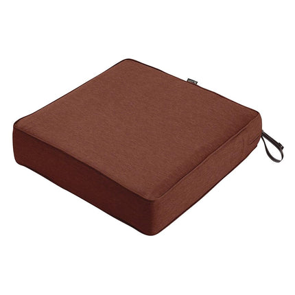Classic Accessories Montlake FadeSafe Coussin de siège de patio carré - 12,7 cm d'épaisseur - Coussin de patio extérieur robuste avec envers résistant à l'eau, rouge henné chiné, 63,5 cm L x 63,5 cm P x 12,7 cm É (62-020-HHENNA-EC)