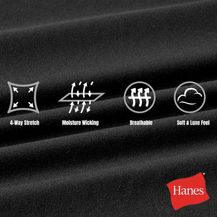 Hanes Moves Polo de manga corta de alto rendimiento para hombre, absorbe la humedad, negro, grande