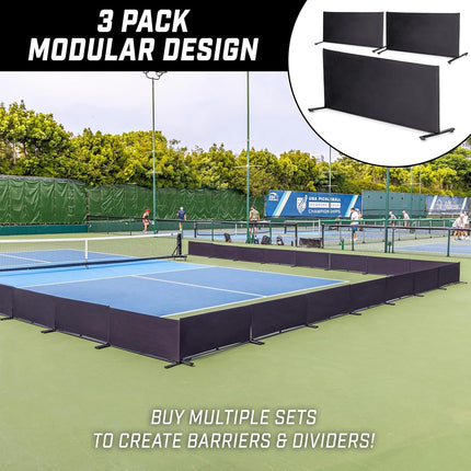 GoSports Pickleball Ball Barrier 3 Pack - Brandable Court Dividers for Pickleball Courts