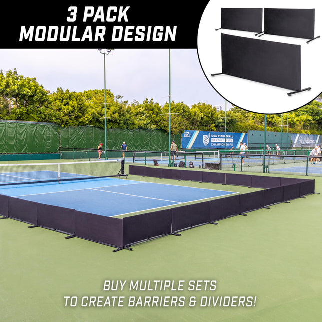 GoSports Pickleball Ball Barrier 3 Pack - Brandable Court Dividers for Pickleball Courts