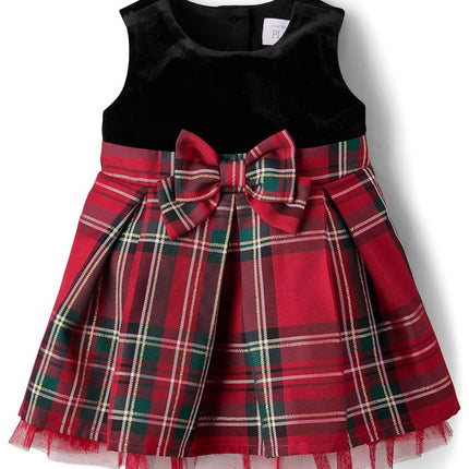The Children's Place Baby Girls' and Newborn Sleeveless Dressy Dresses, Classic Red Plaid, 12-18 Months
