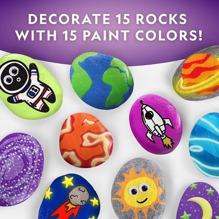 Blue Marble National Geographic Glow in the Dark Rock Painting Kit - Arts & Crafts Kit for Kids, Decorate 15 River Rocks with 15 Paints & Art Supplies, Kids Craft