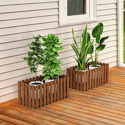 Furinno Hardwood Slat Style Flower Planter Box in Teak Oil, Wood, Natural, 63 (W) x 30.2 (H) x 30.5 (D) cm