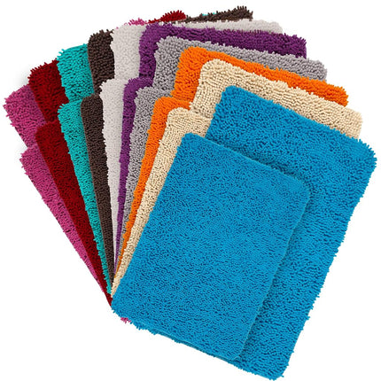 Bedford Home 2-Piece Memory Foam Shag Bath Mat, White