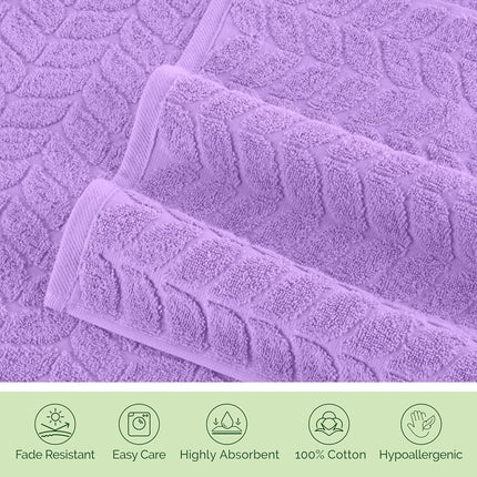 Elegant Comfort Luxury 6-Piece 100% Turkish Cotton Jacquard Braided Textured Premium Hotel Quality Towel Set– Soft and Absorbent, Includes 2 Bath Towels, 2 Hand Towels and 2 Washcloths, Lilac