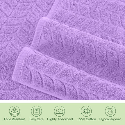 Elegant Comfort Luxury 6-Piece 100% Turkish Cotton Jacquard Braided Textured Premium Hotel Quality Towel Set– Soft and Absorbent, Includes 2 Bath Towels, 2 Hand Towels and 2 Washcloths, Lilac