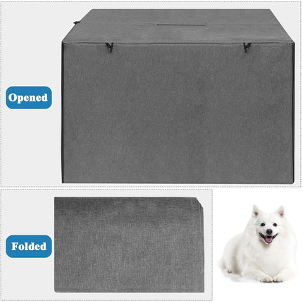 Deblue Indoor Grey Dog Crate Cover, Privacy Polyester Pet Kennel Covers