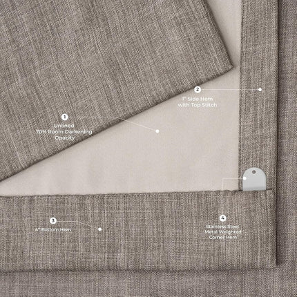 HPD Half Price Drapes Extra Wide Linen Room Darkening Curtain (1 Panel) 100 X 120, BOCH-LN18511-120-DW, Mink