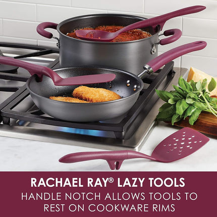 Rachael Ray 47916 3-Piece Lazy Tool Nylon Slotted Turner Set, Burgundy