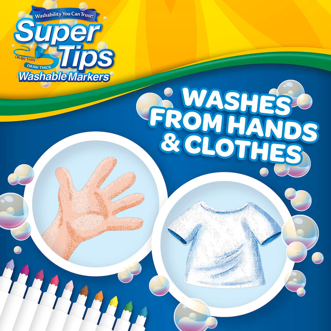 Crayola Super Tips & Silly Scents Washable Marker Set (120ct), Bulk Colored Markers for Coloring Books, Fine Tip, Conical, Water-Based Ink, Ideal for Kids' Art Projects, Gifts