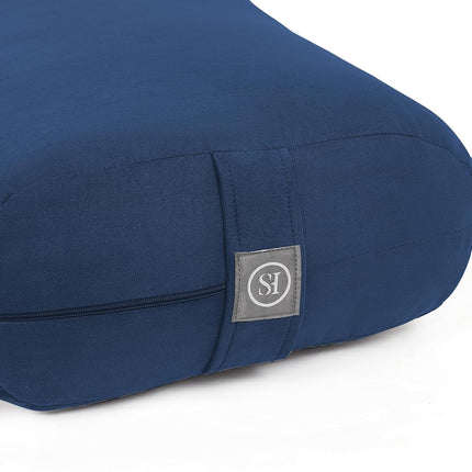 Yoga Bolster Pillow for Meditation, Stretching & Restorative Yoga- – Firm Support Cushion with Washable Cover & Carry Handle – Ideal for Yin, Floor Poses, Breathwork & Relaxation, Navy Blue