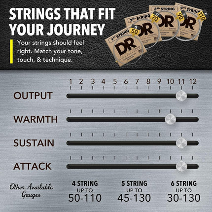 DR MR-45 Strings HI-BEAM™ - Stainless Steel Bass Strings: Medium 45-105, silver