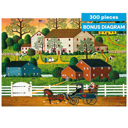 Buffalo Games – 300 Charles Wysocki: Hi Neighbor Oversized Piece Jigsaw Puzzle Larger Shapes - Great for Adults, Seniors, Family, Kids, Easy to Grip