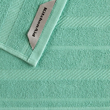 KitchenAid Albany Dishcloth 8 Pack Set, Aqua Sky/White, 12"x12"
